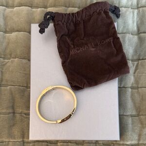 Michael Kors Gold-Tone Bangle with Brown Pouch